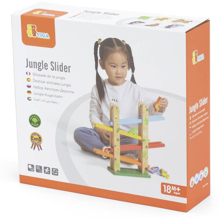 Drewniana Zjeżdżalnia dla Zwierzątek Dżungla 7 el. VIGA TOYS