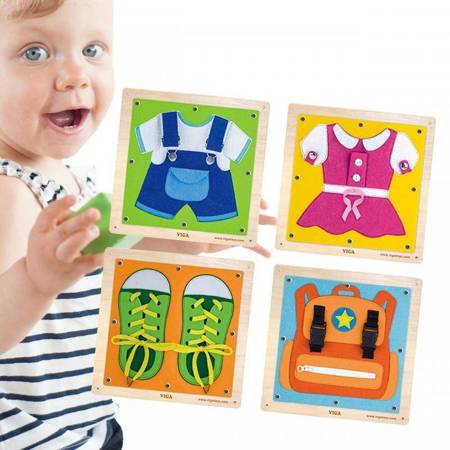  Drewniane Tablice Sensoryczne Ubranka Viga Toys