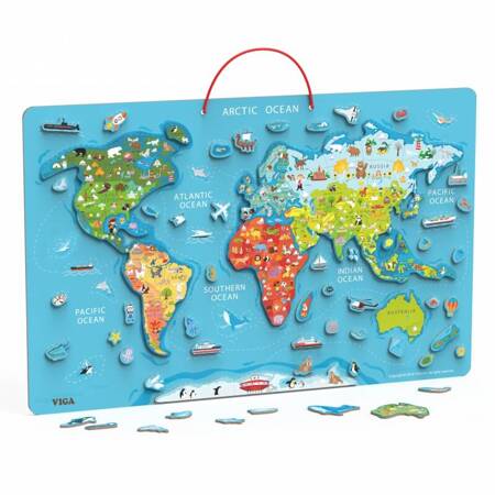 2w1 Tablica Edukacyjna z Magnetyczną Mapą Świata Viga Toys