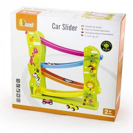 Kolorowa Drewniana Zjeżdżalnia Dla Samochodzików Viga Toys