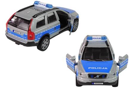 Metalowe Autko Volvo XC90 Policja Dźwięk Światła HKG002